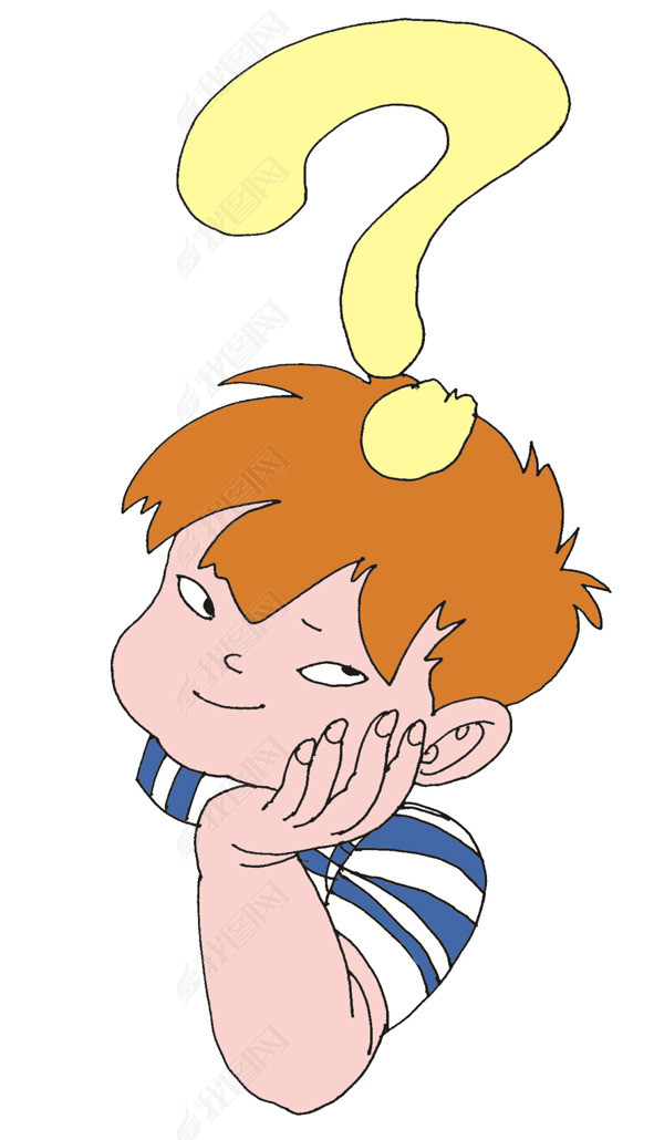 线描人物插图动脑筋的小男孩2030(图片编号:1