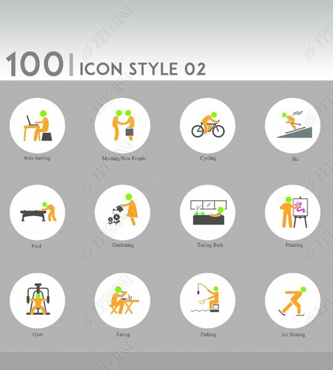 100个创意兴趣爱好图标集图片下载ai素材