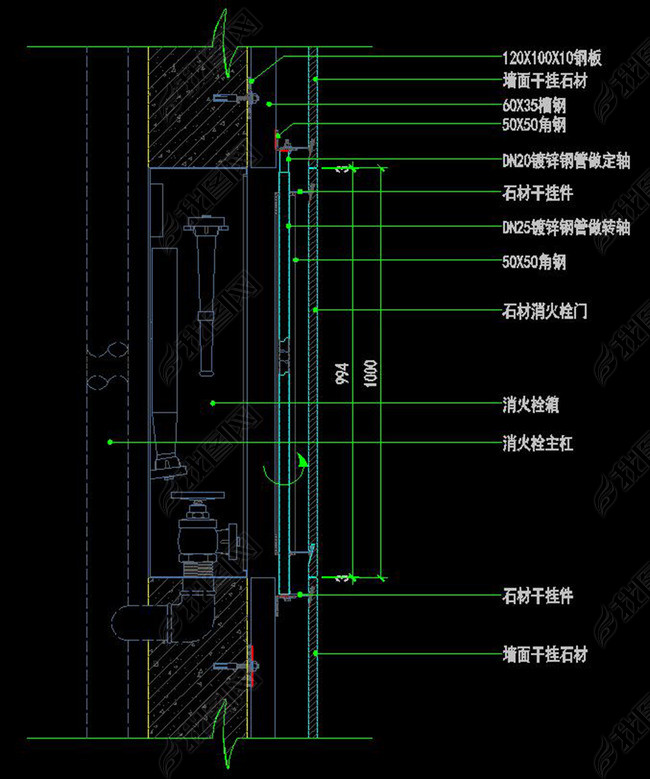 CAD消防栓石材干挂门节点详图(图片编号:133