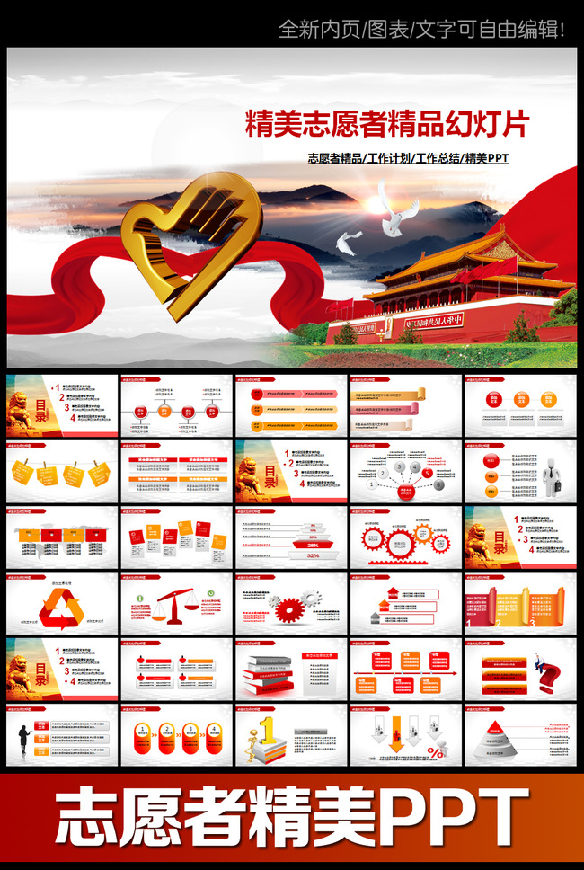 青年志愿者协会精神宣言大气动态PPT