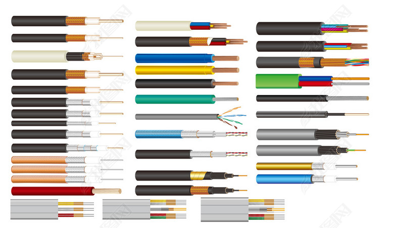 手绘电缆矢量图图片下载ai素材