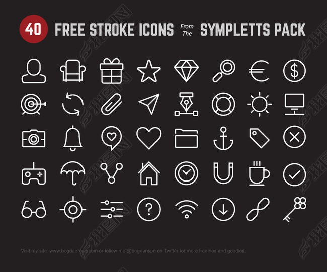 手机主题图标-简洁白色线条图标设计矢量图片