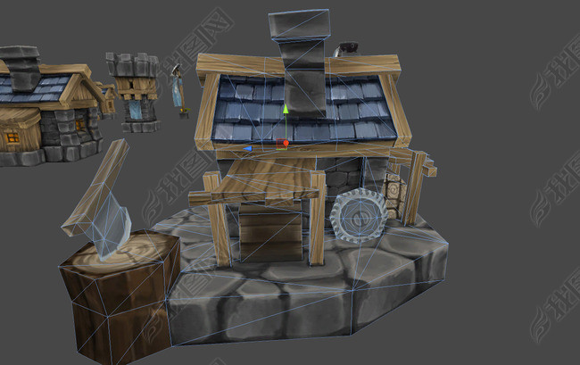 Q版卡通兽人小建筑模型图片下载fbx素材-其他