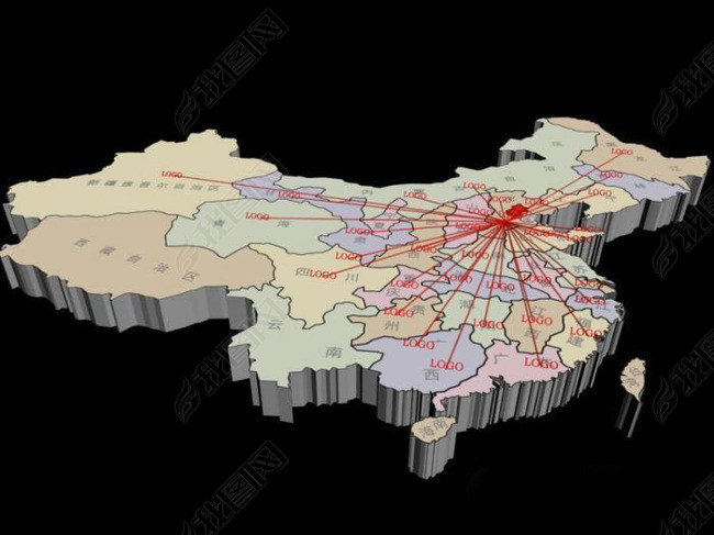 超实用的3D中国地图模型图片下载max素材-游