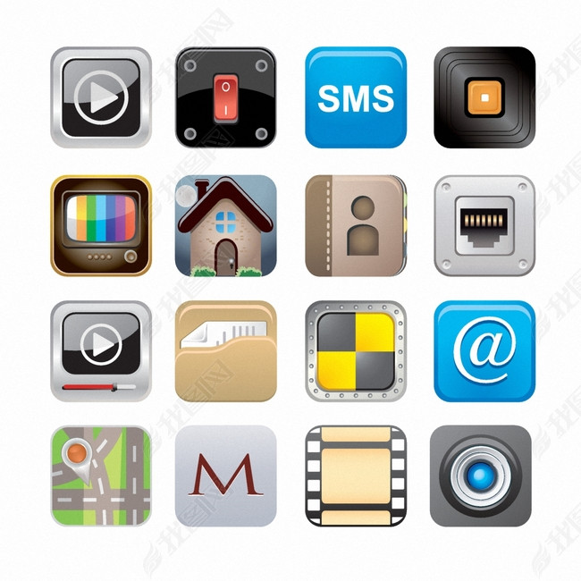 手机APP图标设计压缩4个图片下载ai素材-手机