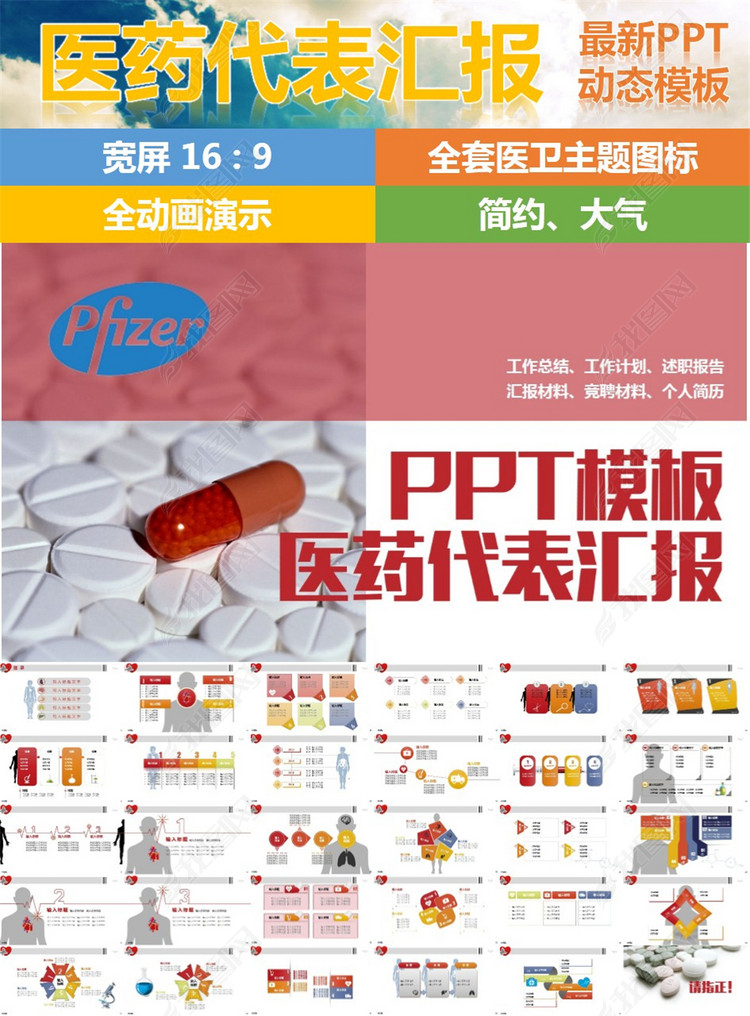 医药代表汇报辉瑞制药PPT模板
