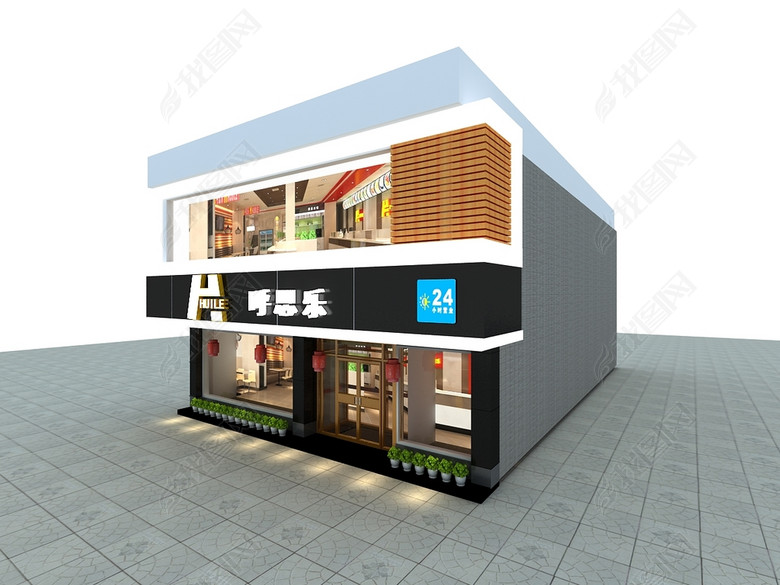 快餐店门头图片下载max素材-其他模型