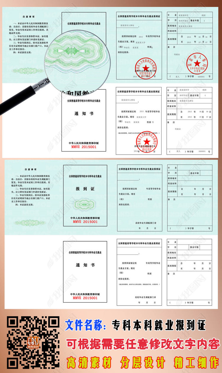 专科本科就业报到证通知书