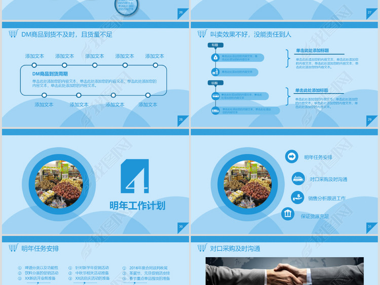 商场购物销售超市店长工作总结动态PPT