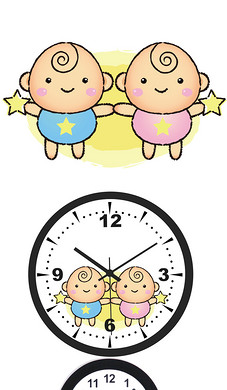 双子座T恤印花矢量图案图片下载