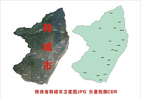 陕西省韩城市卫星地图图片设计素材_高清cdr模