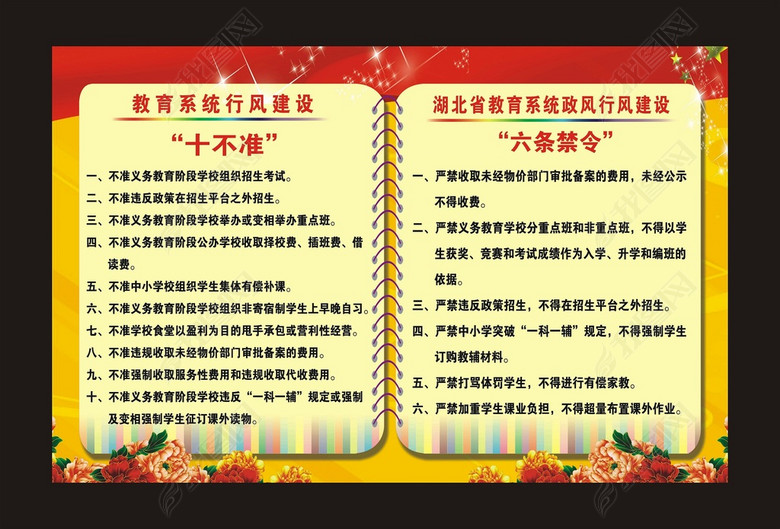 十不准六条禁令(图片编号:14028521)_学校展板