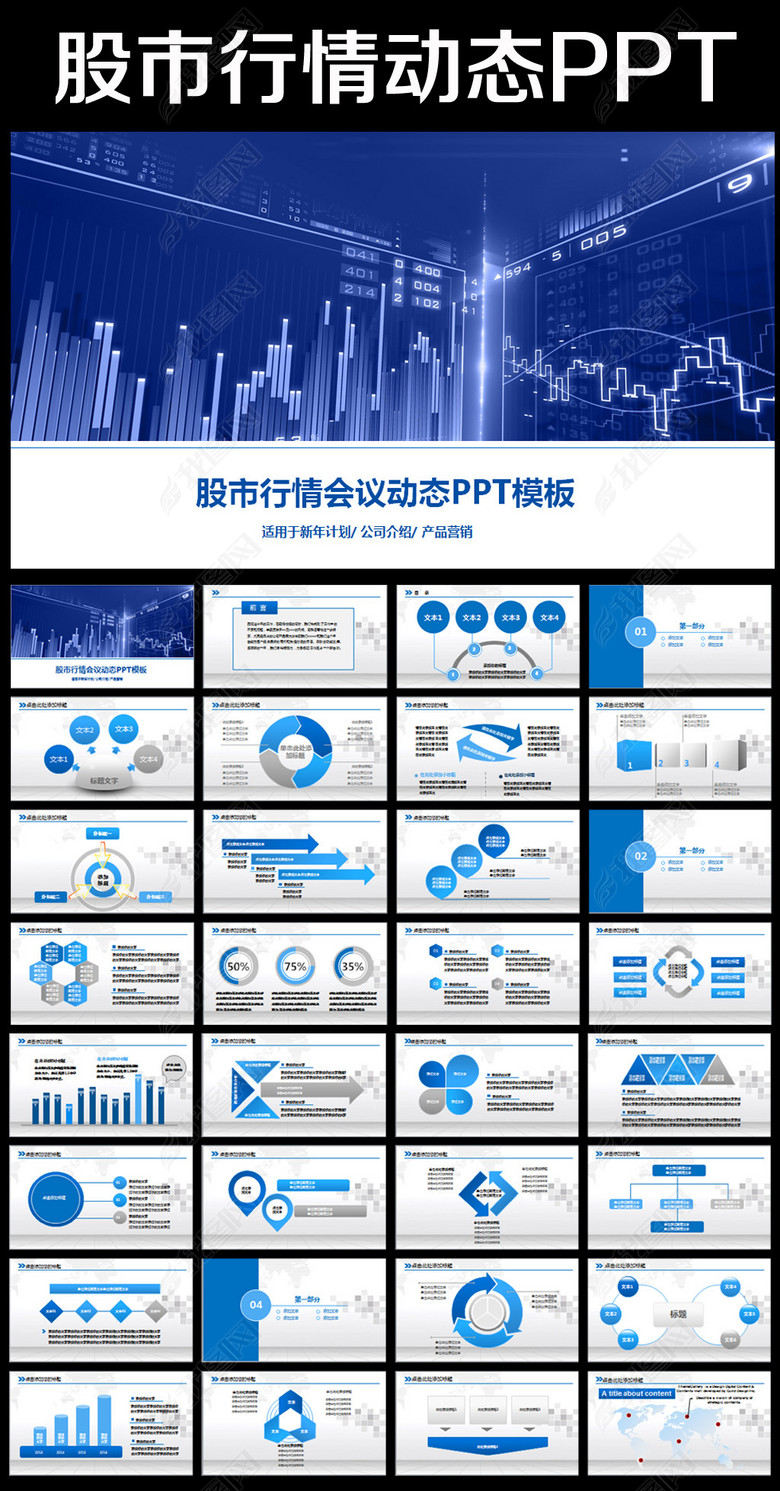 财务报表总结数据分析股票股市行情PPT(图片