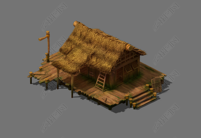茅草屋模型图片下载max素材