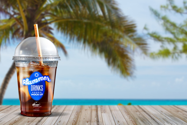 全套5款外卖带盖果汁饮料样机