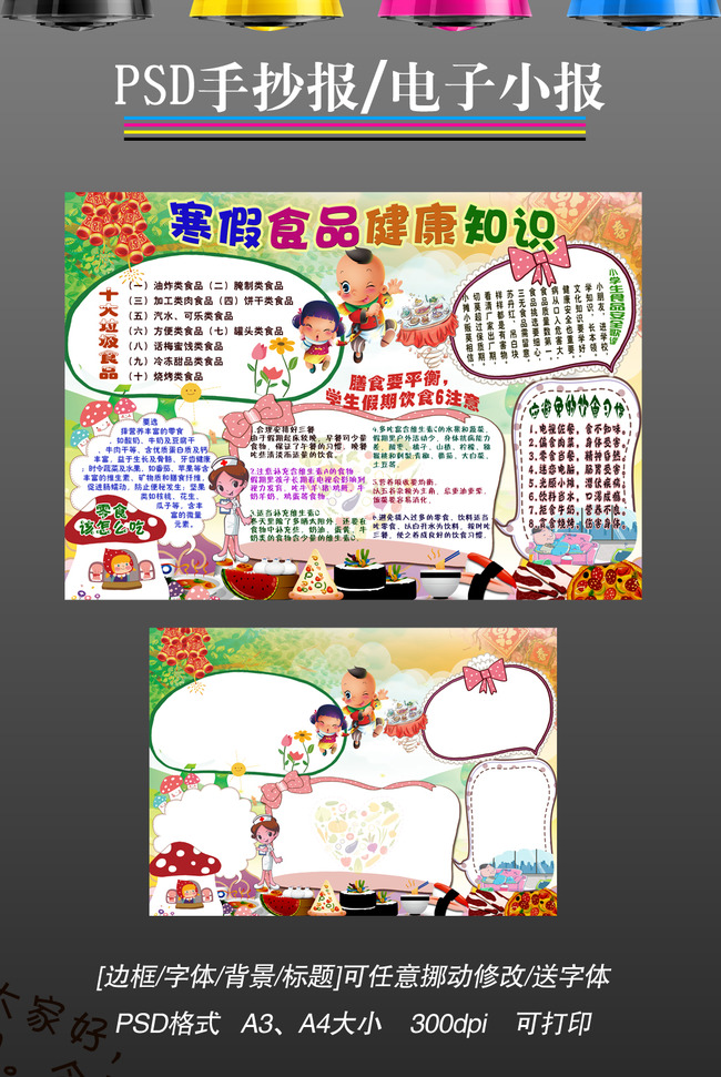 春节寒假饮食健康安全知识手抄报小报