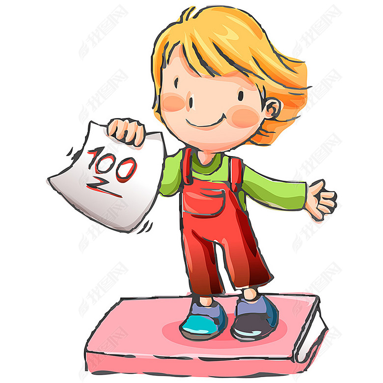 可爱卡通考试100分微笑小男孩图片下载psd素