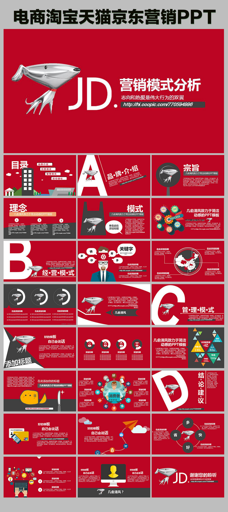 电商淘宝天猫京东营销模式分析ppt模板