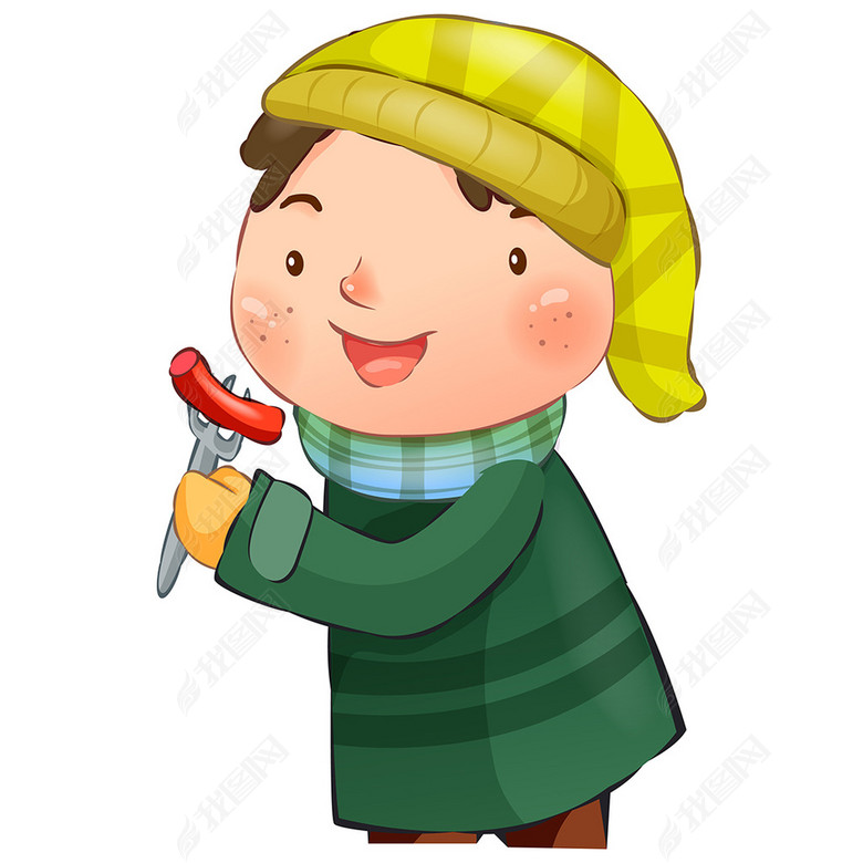 卡通可爱吃热狗的小男孩图片下载psd素材-装饰