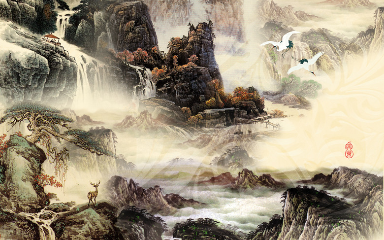 山水风景画高清图片 true