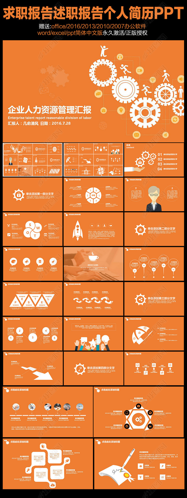 企业人力资源管理汇报橘黄色ppt(图片编号:14