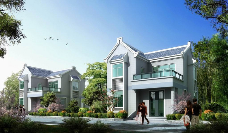 两层新中式小别墅设计图建筑方案图(图片编号