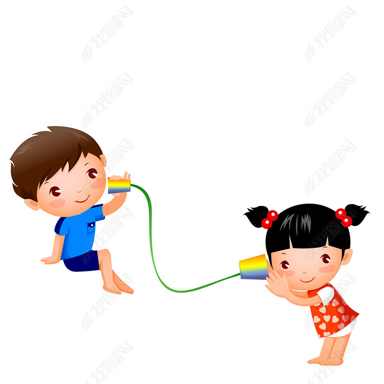 卡通快乐男孩女孩听声音