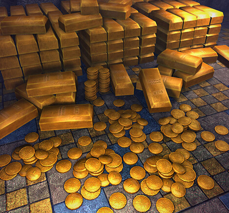 超写实国际黄金金币金条金库金块模型(图片编