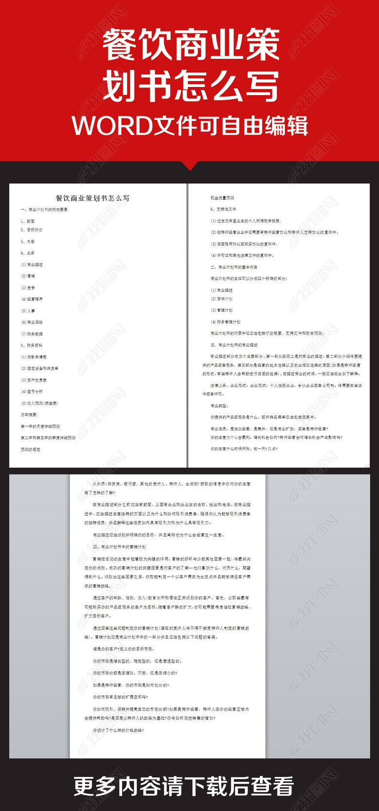 企业办公服务餐饮商业策划书怎么写图片下载d