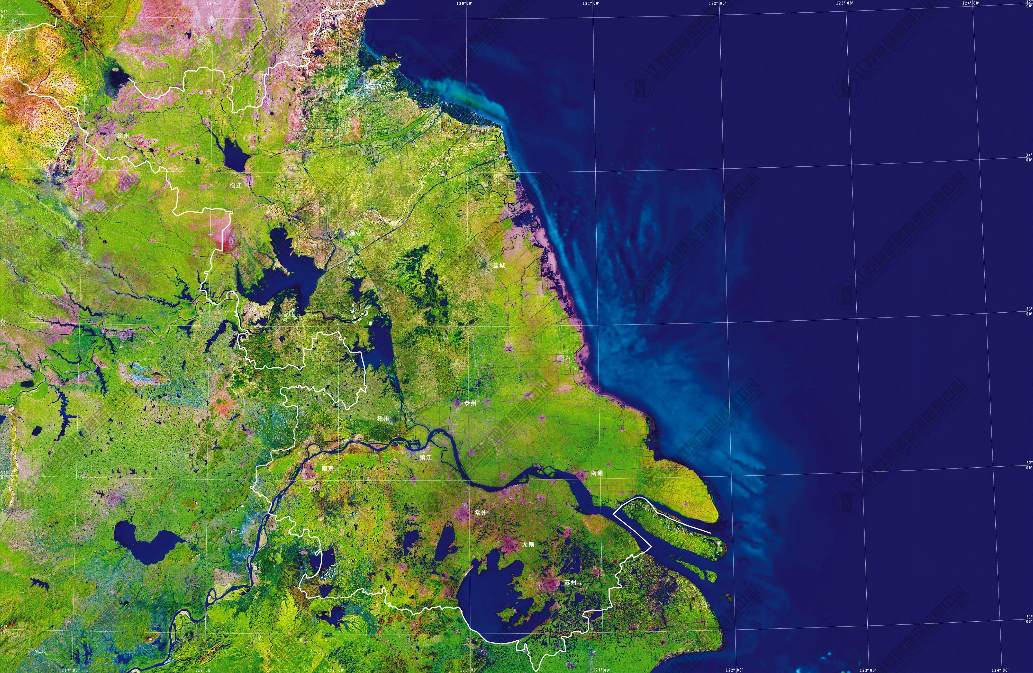 江苏省卫星地图图片设计素材_高清JPG模板下