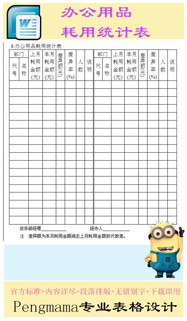 办公用品统计表