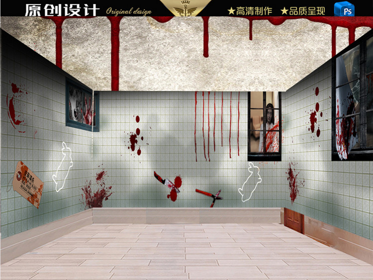 密室惊魂主题空间背景墙