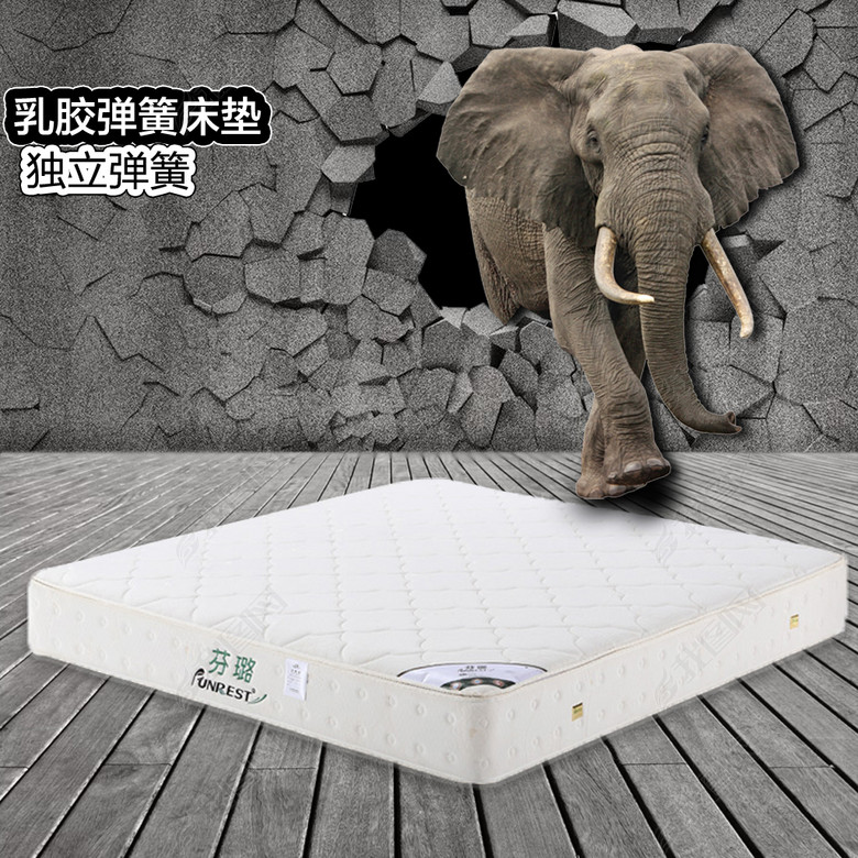 淘宝创意图直通车图乳胶床垫大象踩踏图(图片