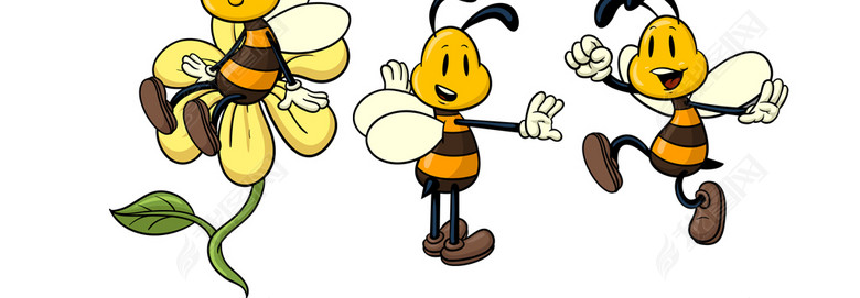 卡通小蜜蜂勤劳小能手素材图片下载psd素材-装