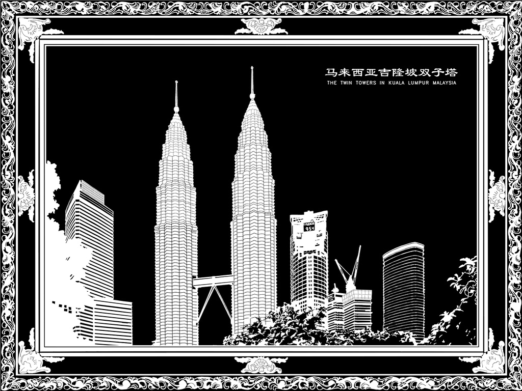世界景点之马来西亚吉隆坡双子塔图片设计素材