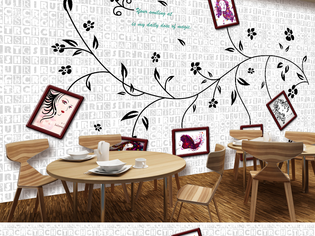 时尚潮流美容美发理发店照片墙背景墙.图片设