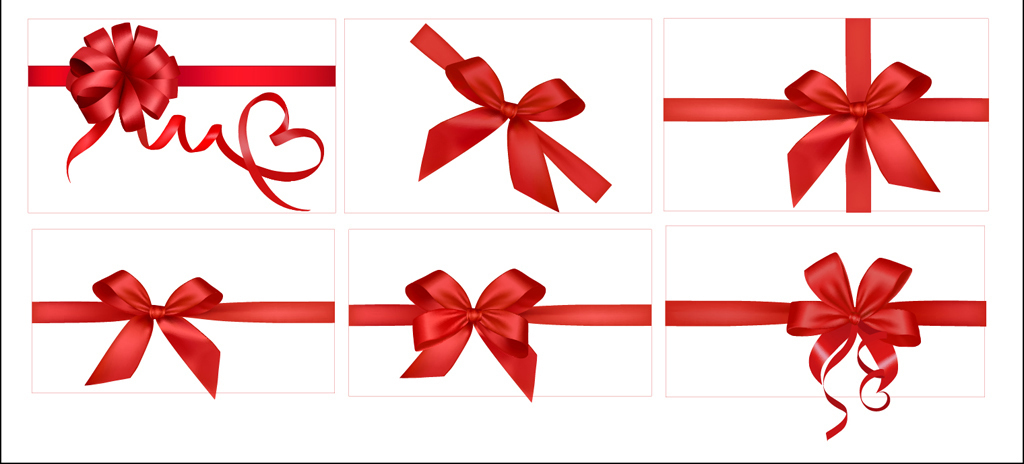 红丝带蝴蝶结礼品结矢量高清素材