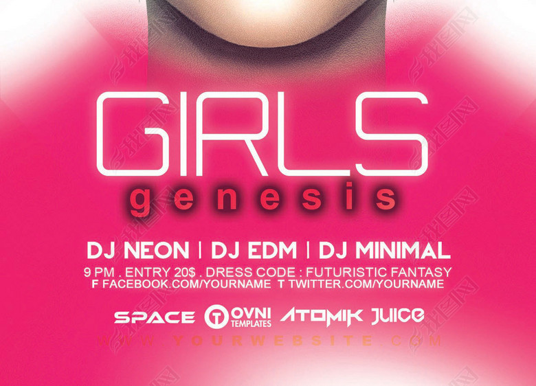 多效果冷艳时尚欧美女模美妆美发宣传海报(图