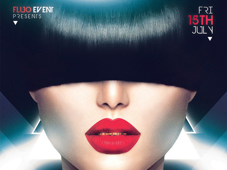 多效果冷艳时尚欧美女模美妆美发宣传海报(图