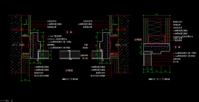 cad防火门剖面图施工图