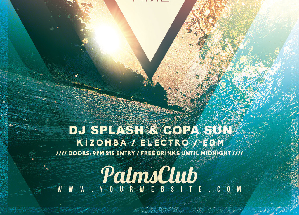 夏日海边椰风主题晚会宣传创意海报PSD