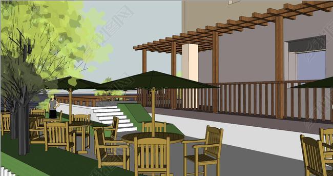 美丽乡村庭院改造草图大师su模型图片下载skp