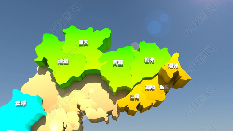 广东地图振兴粤东西北动态地图