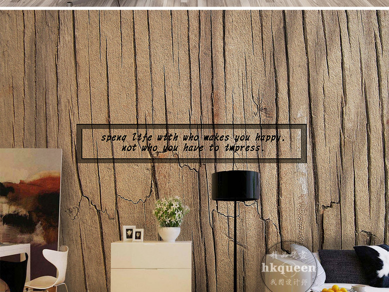 木头纹理复古怀旧英文生活方式简约欧式墙纸(