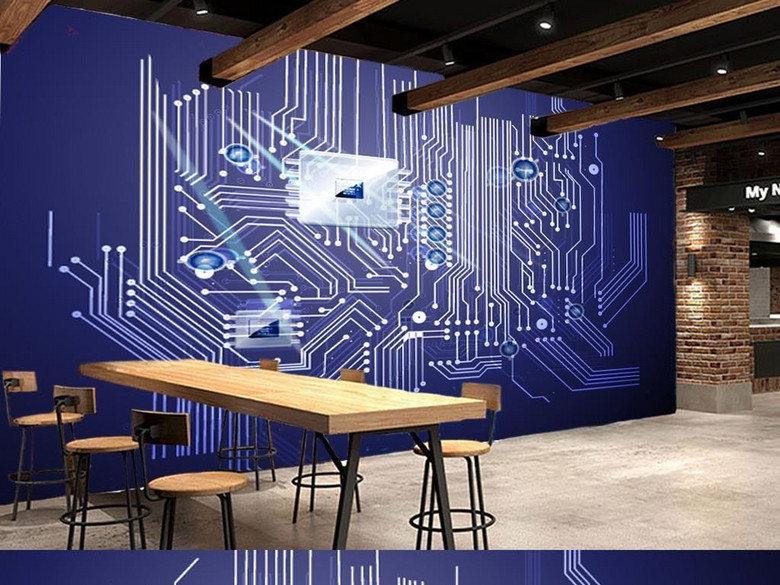3D立体现代科技电路板工装背景墙(图片编号:1