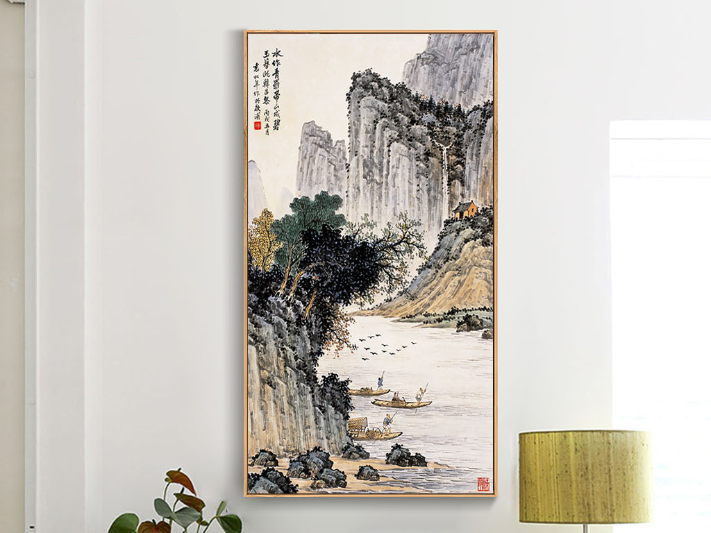 【本作品下载内容为:"新中式山水国画玄关装饰画"模板,其他内容仅为参考,如需印刷成实物请先认真校稿,避免造成不必要的经济损失。】 【声明】未经权利人许可,任何人不得随意使用本网站的原创作品(含预览图),否则将按照我国著作权法的相关规定被要求承担最高达50万元人民币的赔偿责任。