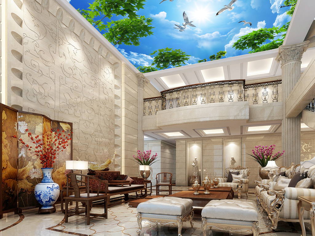唯美蓝天白云树枝客厅吊顶天顶壁画_易速网 我图网提供精品流行唯美蓝天白云树枝客厅吊顶天顶壁画素材下载,作品模板源文件可以编辑替换,设计作品简介: 唯美蓝天白云树枝客厅吊顶天顶壁画 位图, RGB格式高清大图,使用软件为 Photoshop CS6(.tif分层)