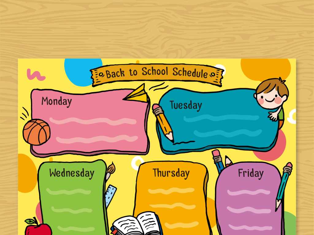 卡通学习计划表图片素材_ai模板下载(3.01MB)_课程|作息时间表大全_其他