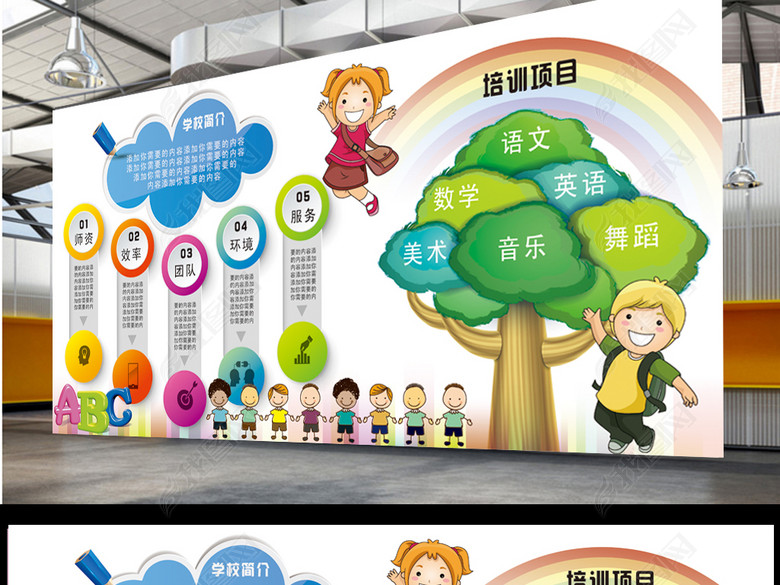 校园文化墙班级幼儿园墙体创意设计制作图片下