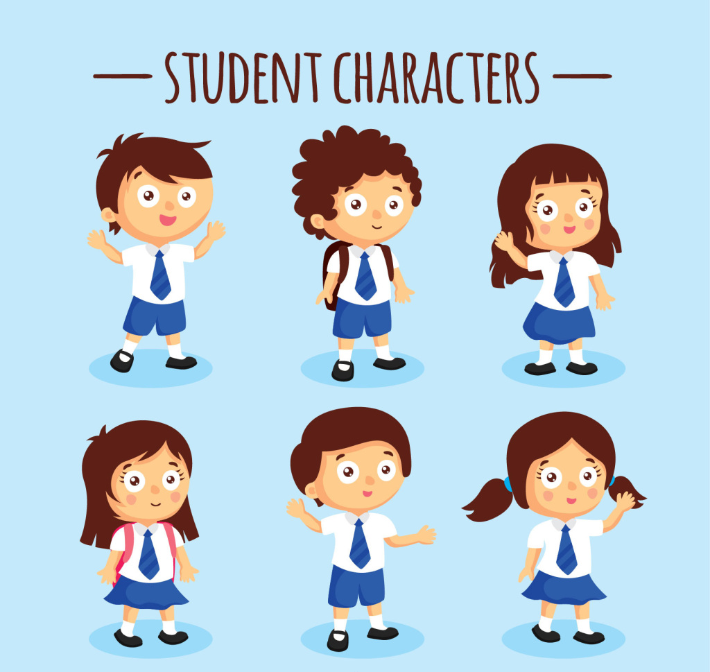 卡通发型男生女生可爱领带插画图片设计素材_